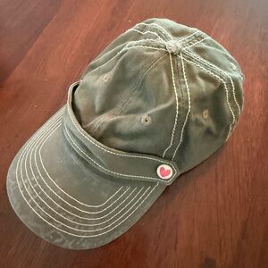 Green Baseball Cap with Heart Detail
